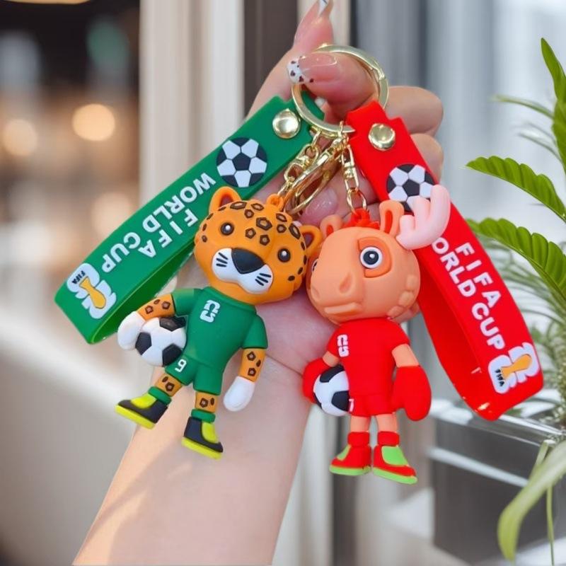 2026 World Cup Keychain Soft Rubber Fan Mascot Pendant Car Keychain Wholesale Keychains