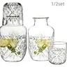 525ML Hand Blown Lead Free Crystal, Nightstand Carafe and Glass Set, Dust Proof Shatter Resistant Dishwasher Safe, Durable Glassware, Stylish Drinkware for Home Decor, Housewarming Bridal Shower Holiday Gift