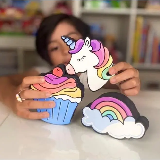 Dry Erase Eraser Set for Whiteboard - 3 Pack Cute Design Unicorn, Cupcake and Rainbow - for  and Classroom Board Accessories