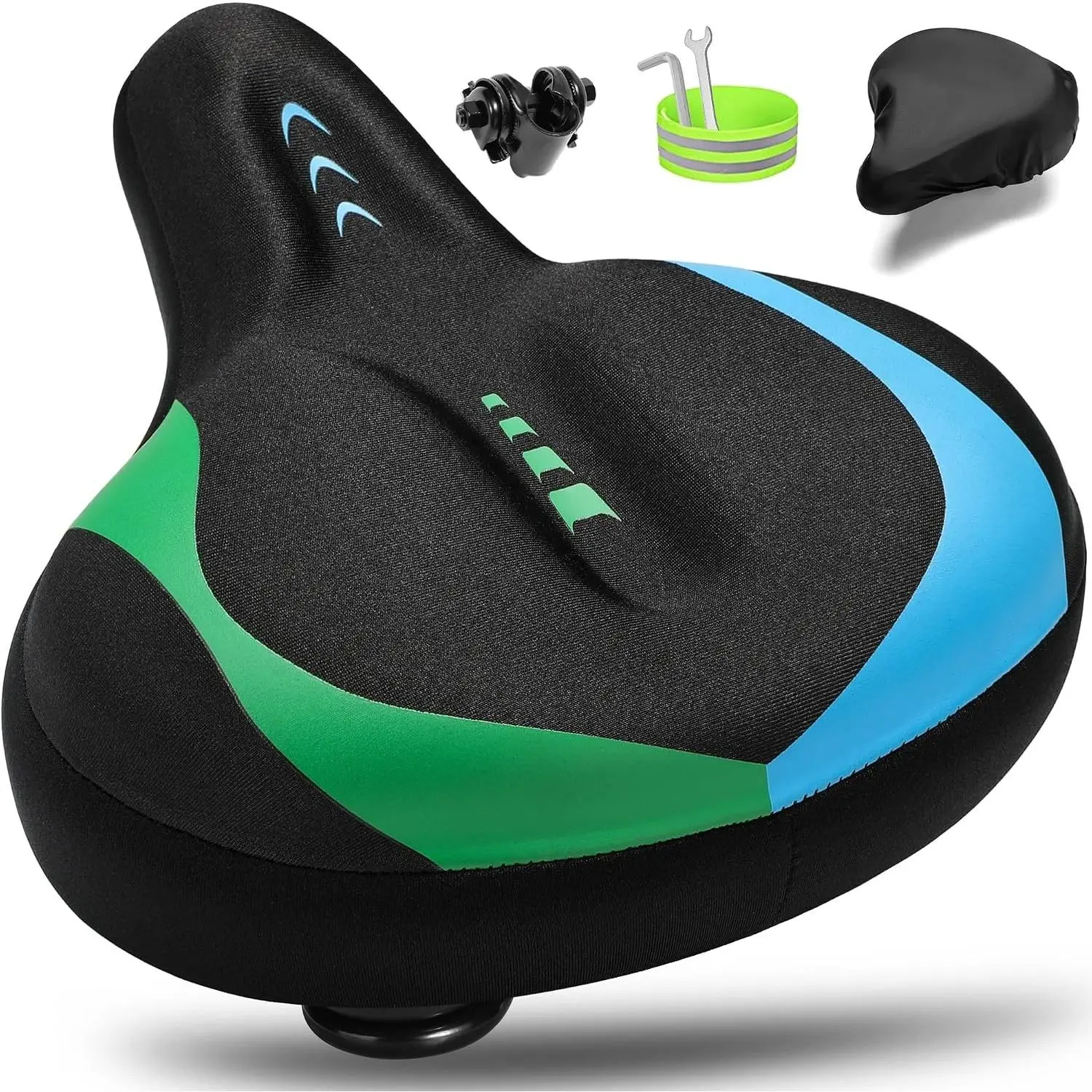Oversized Bike Seat for Men & Women, Comfortable Gel Padded, Extra Wide Bicycle Seat Cushion Comfort, Replacement Saddle for Peloton, Stationary Exercise Bike, Mountain Bike, Cruiser, City Bike