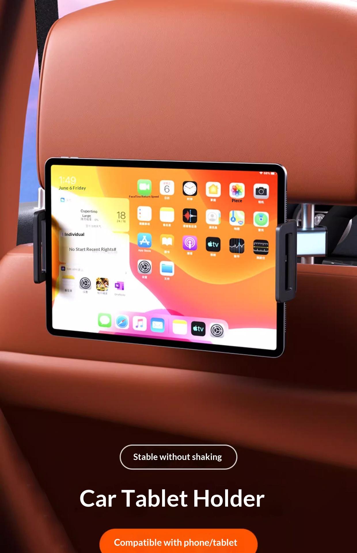 Car tablet bracket, rear seat back ipad support frame, rear seat headrest retractable, rotatable and fixed mobile phone bracket