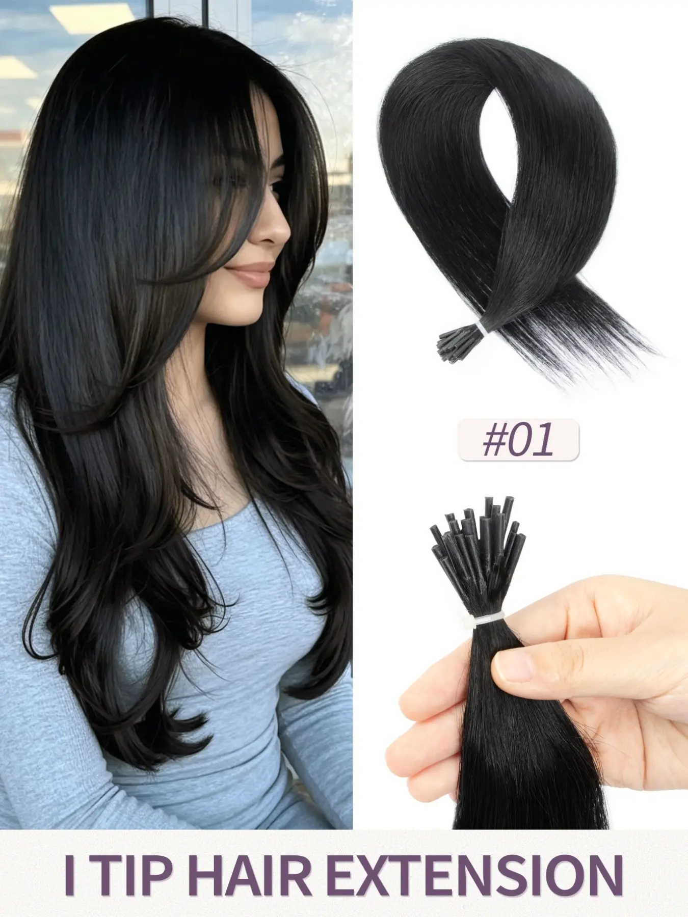 I Tips Hair Extensions Real Human Hair 12-22inch Easy to Style  Natural Hair Long Lasting No Shedding Soft & Natural I Tip Human Hair Extensions Portable Compact for Travel & Daily Fashion Looks