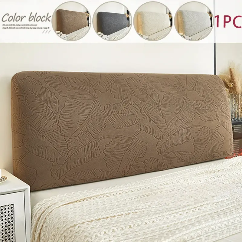 Elastic leaf pattern full-wrap bedside cover, dustproof and soft bedside protective cover, universal model suitable for most bed types, decorative furniture cover for dormitory rooms all year round