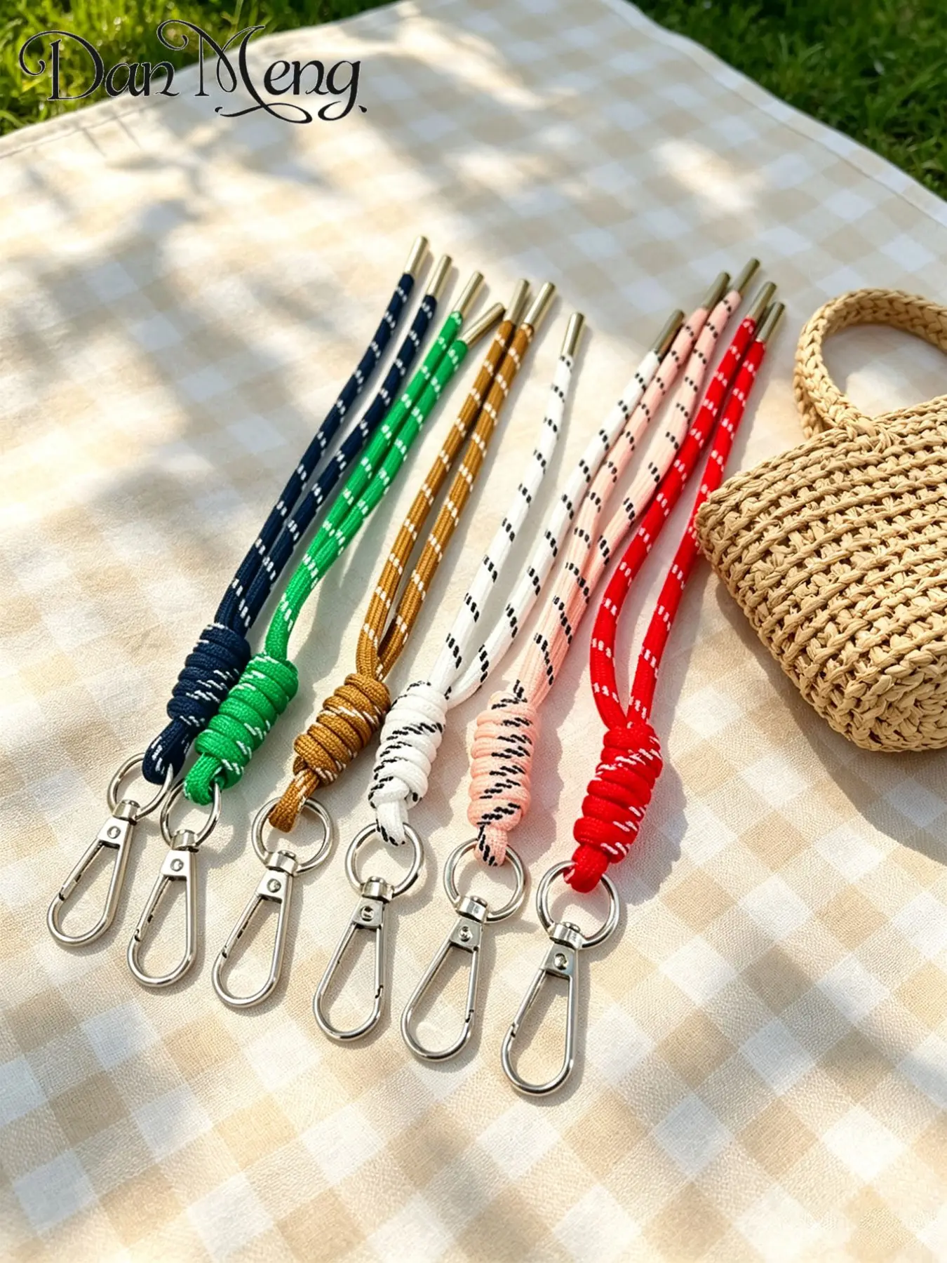 Korean Style Colorful Rope Knot Braided Strap, Multi-Color Crossbody Bag Handle, Keychain Pendant Decorative Rope Accessory
