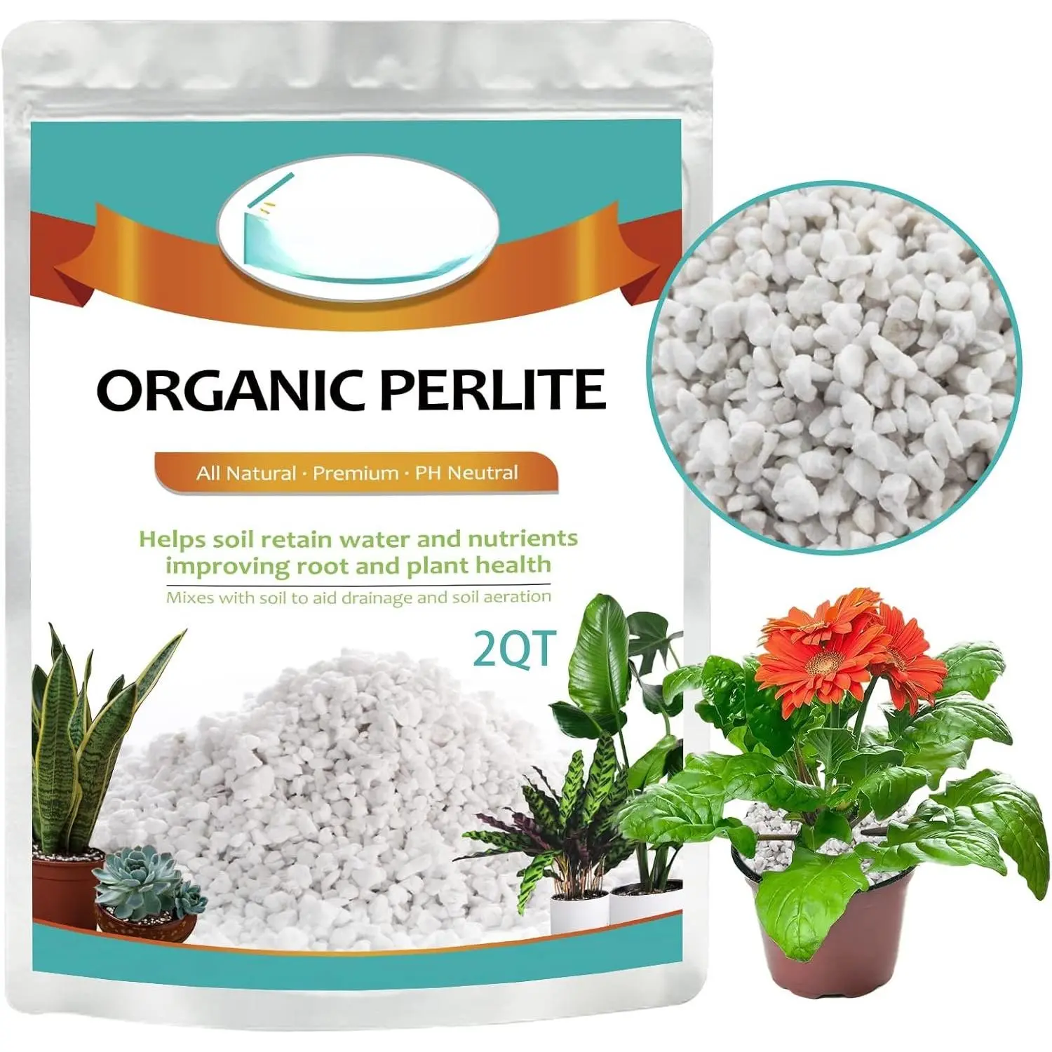 2 Quarts  Perlite for  Indoor, Soil Mix Amendment | Improves Soil Aeration & Drainage, Horticultural Perlite Potting Mix for Orchids  Cacti Carnivorous & Houseplants