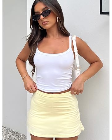 Imily Bela Women's Mini Skirt Sexy High Waist Split Hem Stretch Fitted Pencil Bodycon Skirts Imily Bela Women's Mini Skirt Sexy High Waist Split Hem Stretch Fitted Pencil Bodycon Skirts