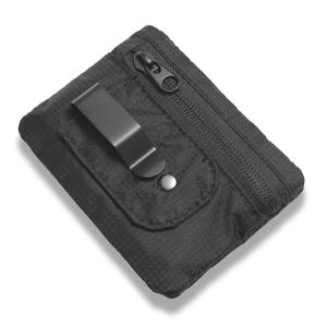RFID Blocking Clip Stash Pocket, Compact Hidden Travel Belt Wallet for Cards & Cash - Slim Pickpocket-Proof Design for Everyday Carry, Black