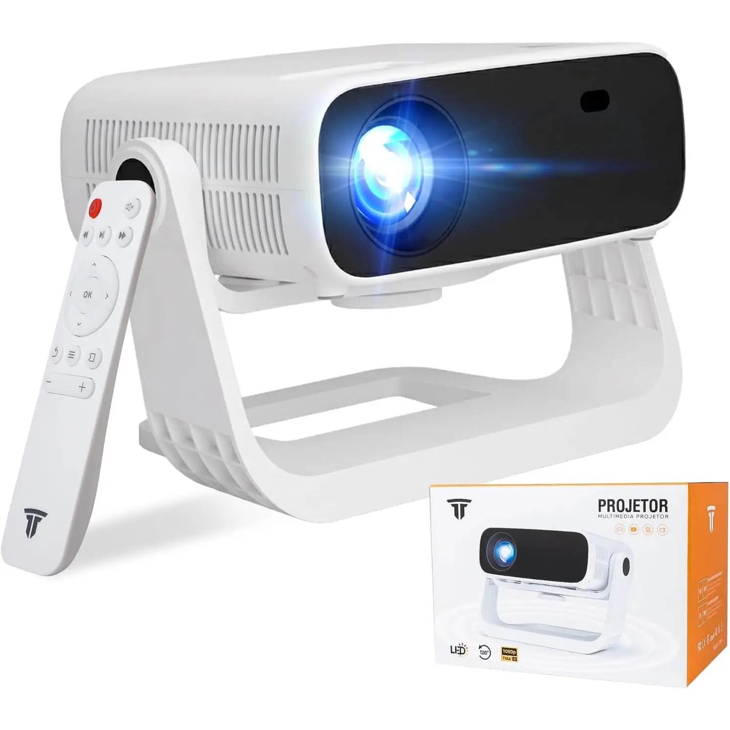 2026  Projector Android TV with WiFi 6 and  5.0  in 1000+ Apps 240 ANSI Portable Bedroom Mini Movie Projector Support 4K/1080P Auto  & Zoom