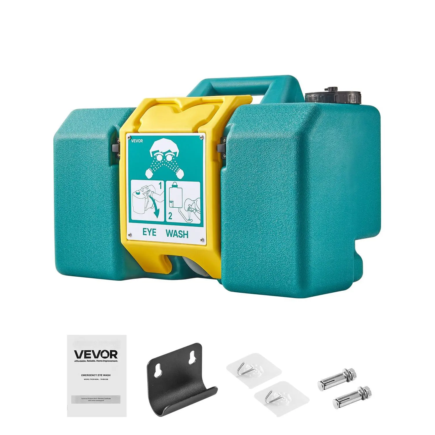 【DealsForYouDays】VEVOR 8 Gal PE Plastic OSHA-Certified Emergency Eyewash Station Kit, Emergency Rinse, Wall-Mounted/Portable Mobile Unit for Flat Surface, 2 Sprays, Pull-Down Lid, Rapid Response Regulatory Compliance First Aid for School Labs