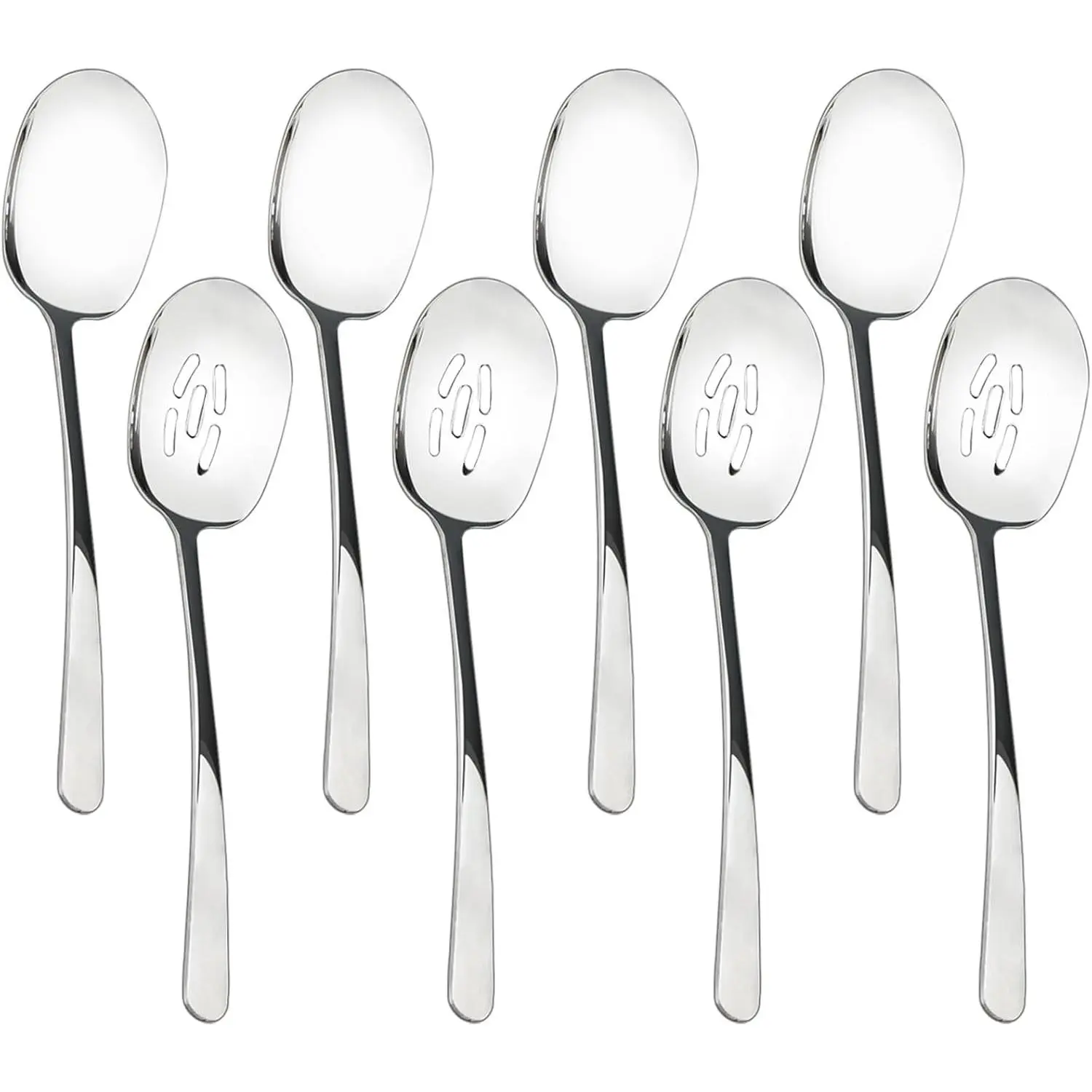 8 Pieces Extra Large Serving Spoons Set, 11 Inch Serving and Slotted Spoon, Stainless Steel Cooking Spoons, Serving Utensils for Kitchen Buffet Parties