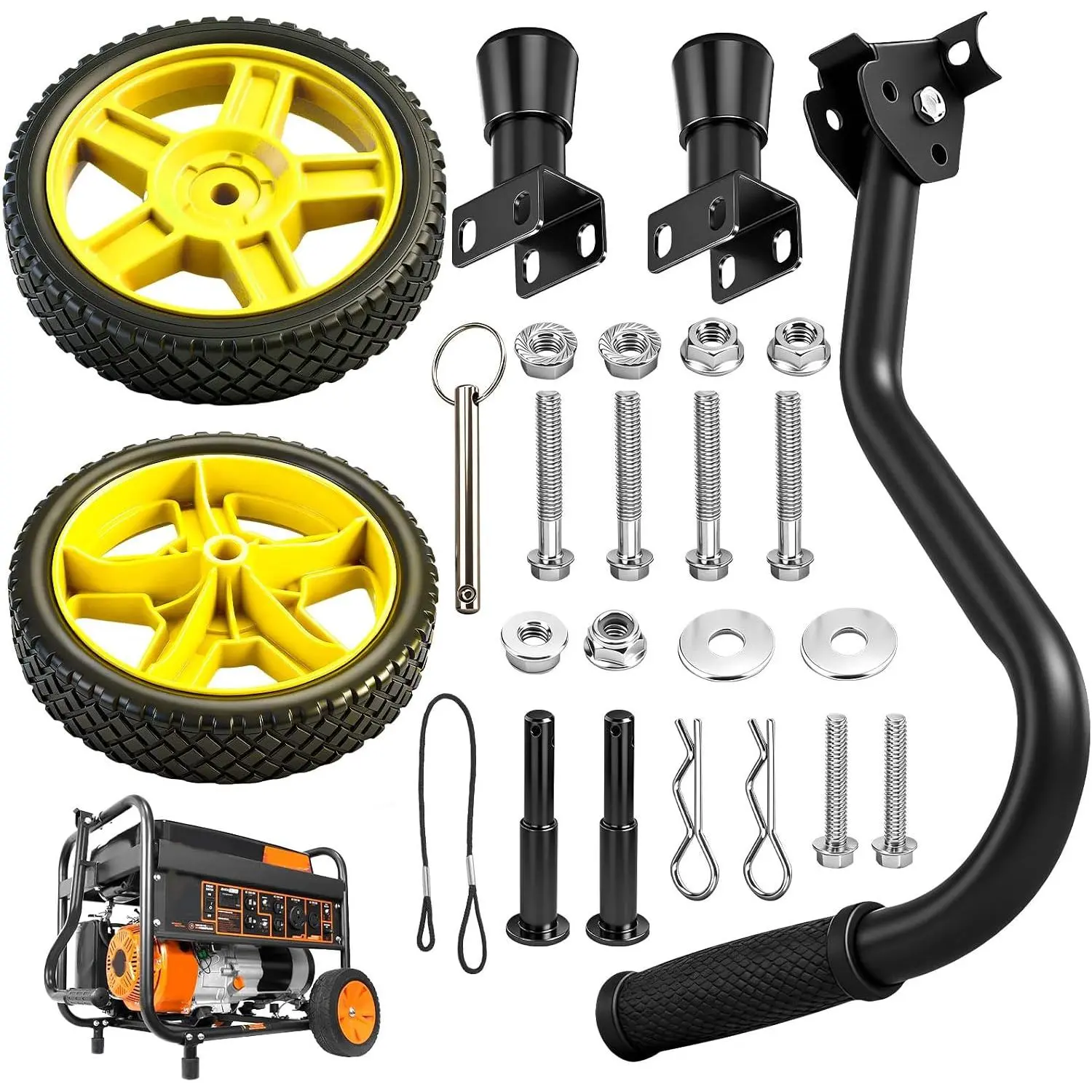 Outdoor Synthetic GNA410 Generator Wheel and Handle Kit, Fits Multiple W-EN 4500W/4750W Generator Parts (Compatible with DF475T, DF475, GN4500, DF472, DF475X, DF472X) for Camping Users