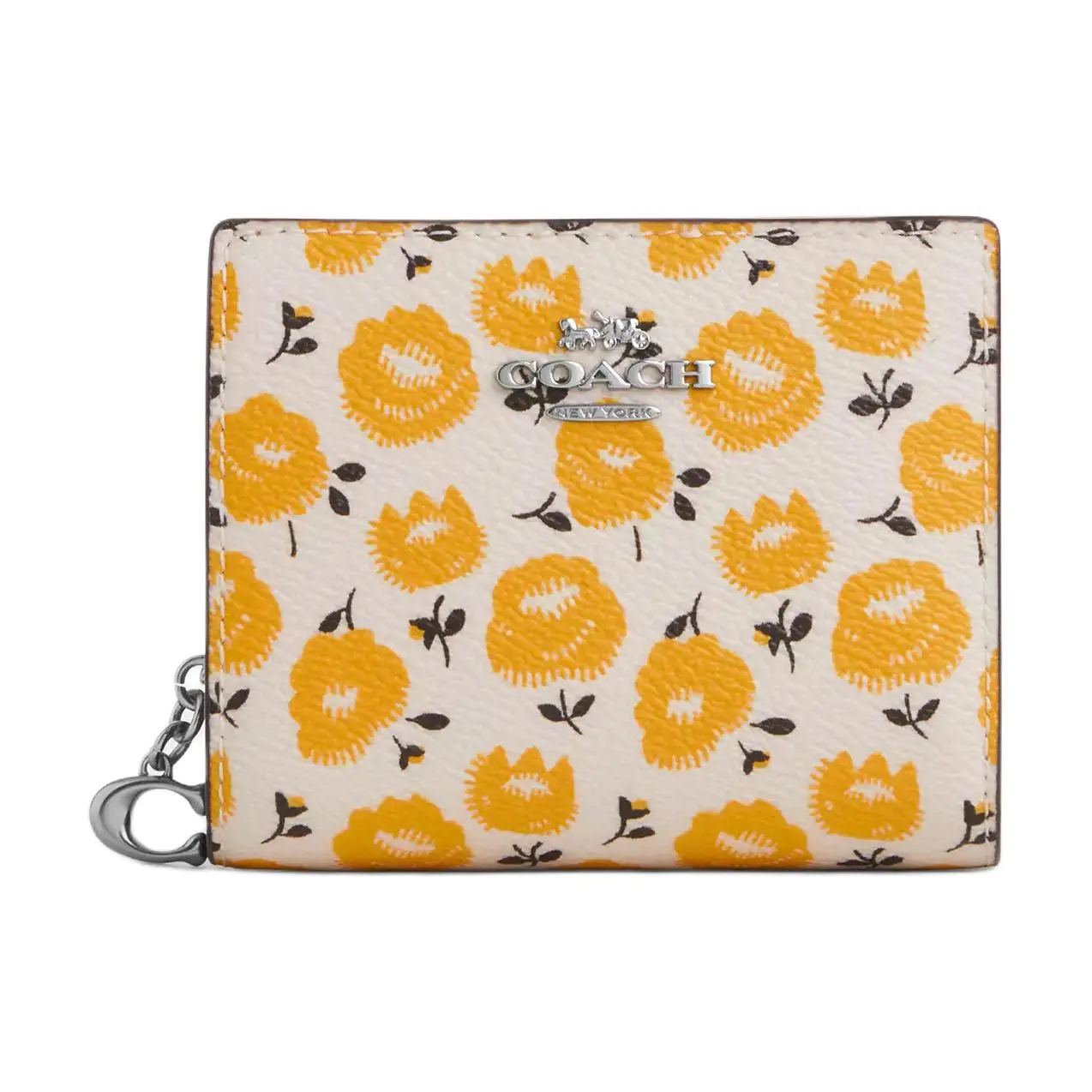 Coach Snap Wallet for Women – Classic Coated Canvas, Beige and Yellow