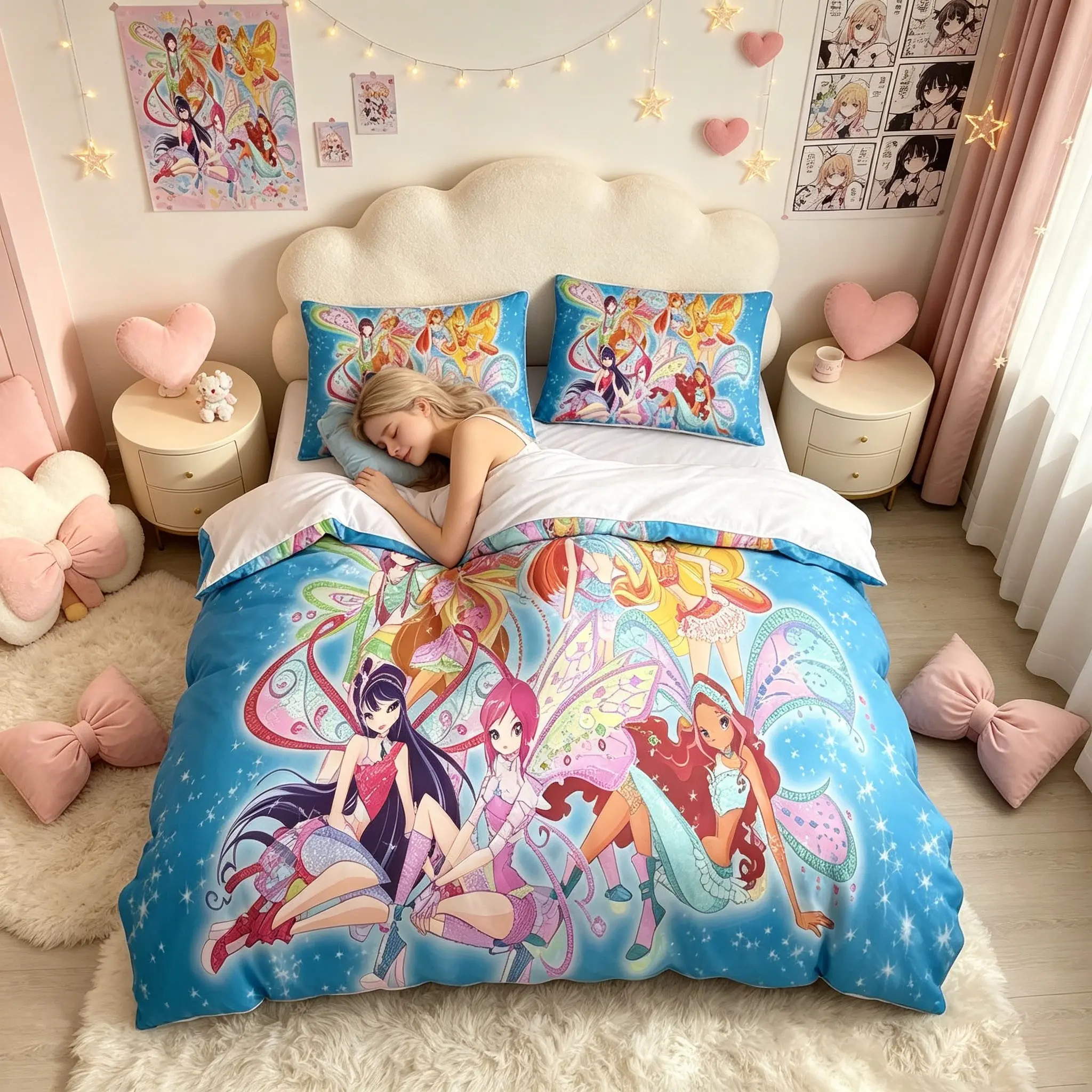 3-Piece Anime Bedding Set, Soft & Breathable 3D Design, Includes 1 Duvet Cover & 2 Pillowcases, 100% Microfiber, Ideal for Bedroom, Hotel, Dorm