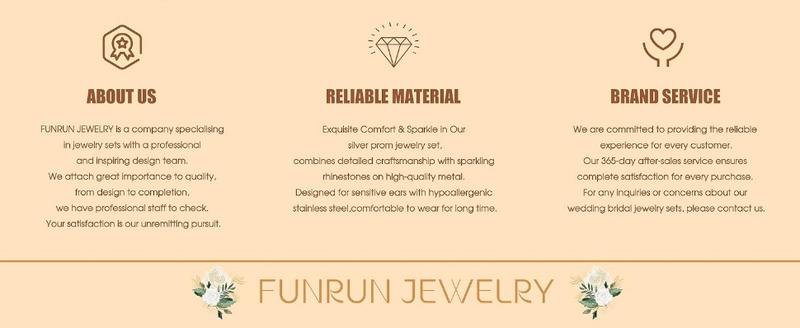 FUNRUN Silver Jewelry Set for Women Rhinestone Necklace and Earrings Bridal Wedding Jewelry Sets for Brides Bridesmaid Crystal Wedding Prom Jewelry Christmas Day Gift
