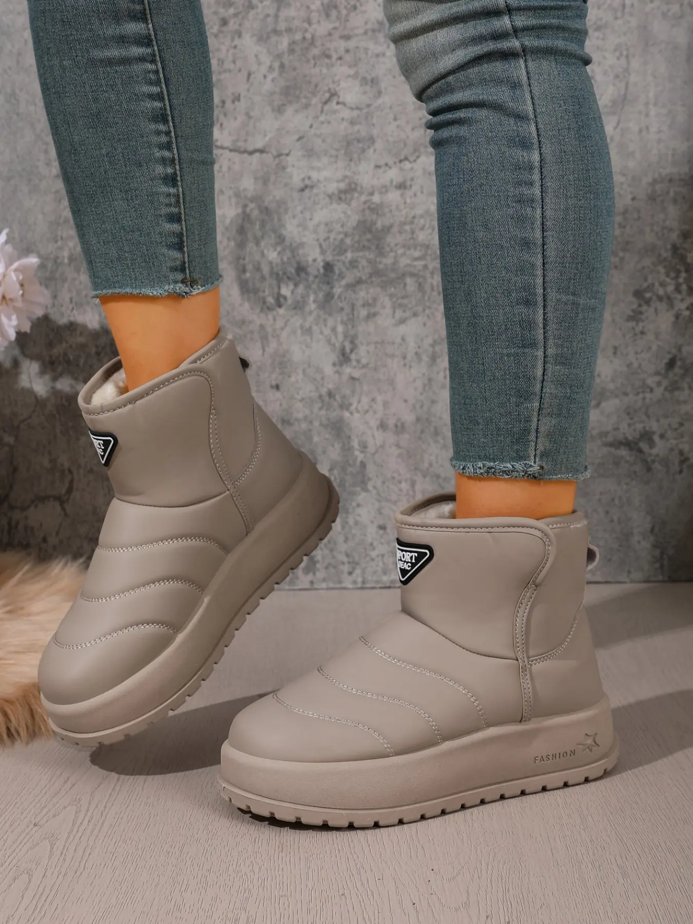 Women's Heeled Warm Bubble Snow Boots, Casual Winter Daily Wear, Simple Sporty Style, Thick Rubber Sole Anti-Slip Short Tube Cotton Shoes