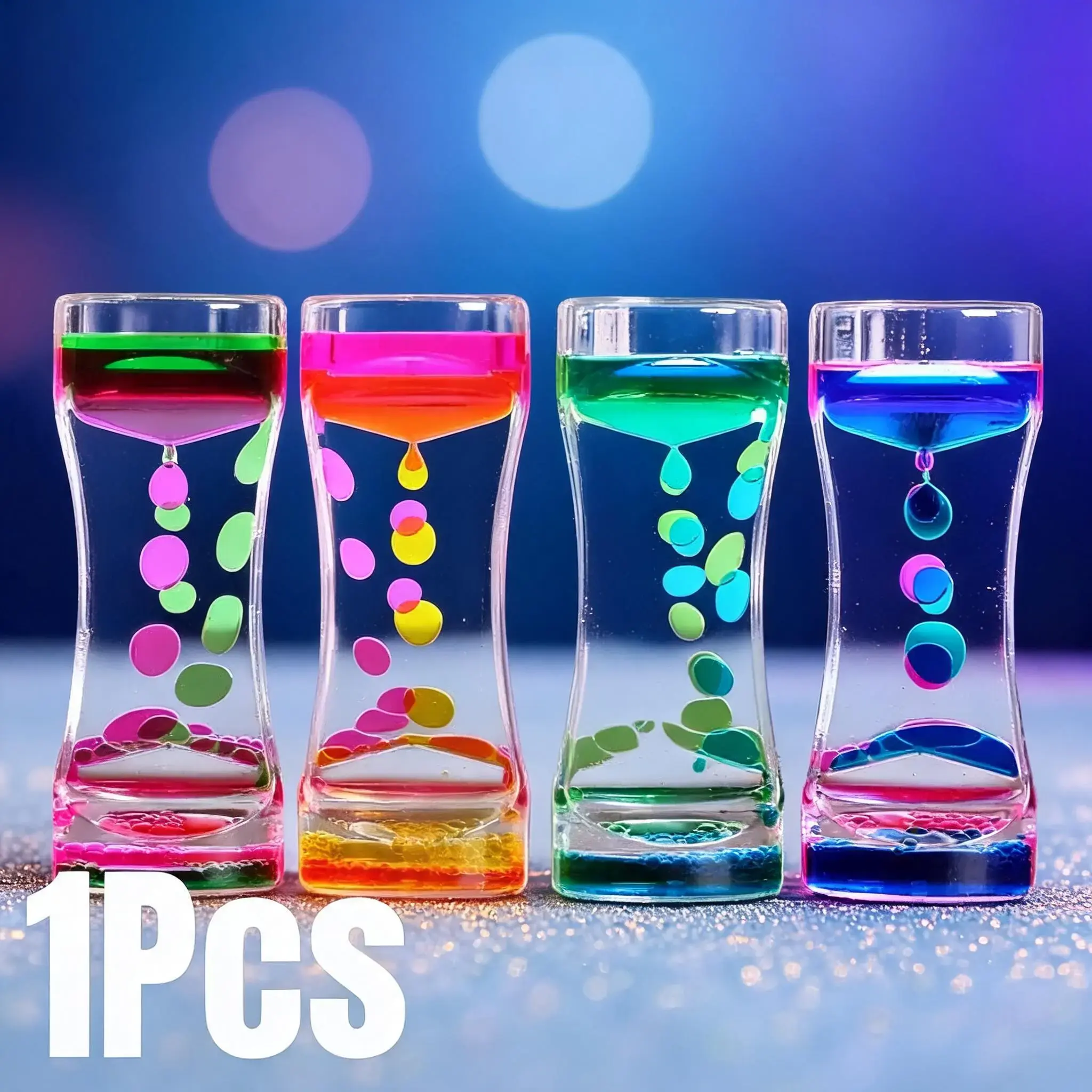 1Pcs Liquid Motion Bubbler Timer Pack of 2 Colorful Hourglass Fidget Toy Fidgets for Anxiety Sensory Stress Relief Accessory for Anxiety Autism Children Calm Relax Activity