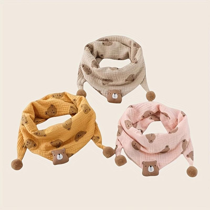 1pc ' Scarf, Four Seasons, Bear Logo, Cute Cartoon Casual Fashion Scarf for Boys and Girls, Suitable for Outdoor Play, Walking, and Travel