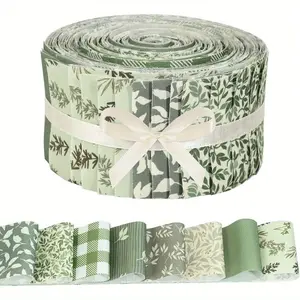 40 Pieces 6.5 x 50cm Green Tone Plant Themed Assorted Pattern Pre Cut Quilting Fabric Bundle Precut Fabric For DIY Handicrafts Handmade Doll Clothes Sewing Supplies Quilting Projects Home Decoration