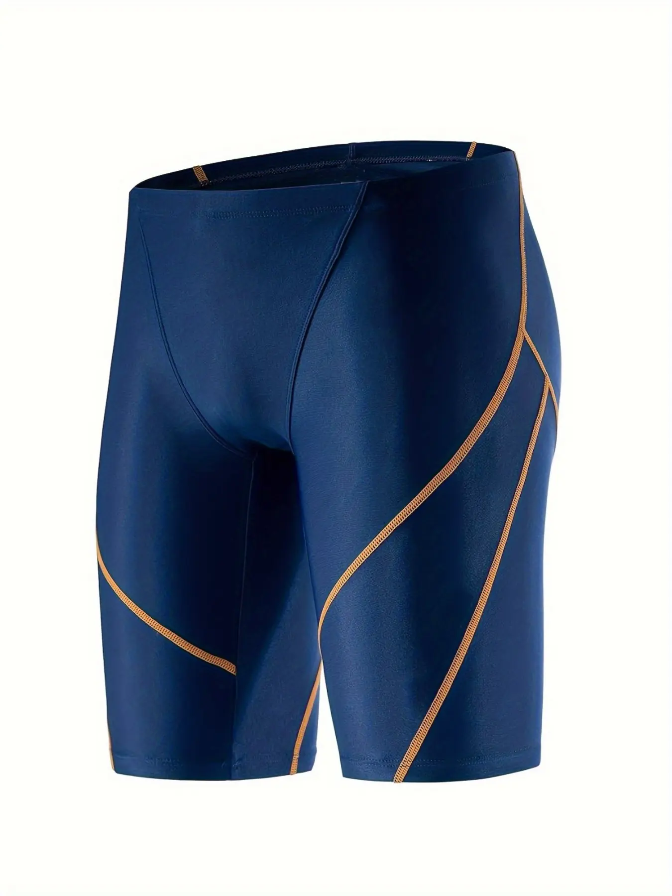 1 PC Men's Quick-Dry Compression Swimsuit, Simple Line Design Racing Five-Piece Swimsuit, Summer Pool and Beach Racing Swimsuit!
