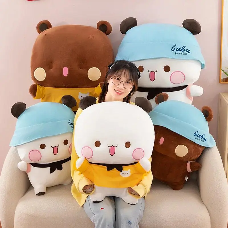 Cute Panda Soft Plush Couple Matching Sets Cushion Dolls (2 Pieces), 40/60cm Large-Size Stuffed Animals, Collectible Home Decor Kids Gift for Bedroom (Birthday Suitable)