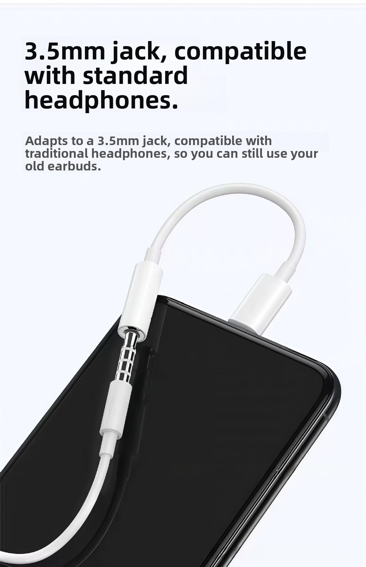 3.5mm headphone adapter, audio auxiliary adapter, compatible with iPhone 14 13 12 11 Pro XR XS Max