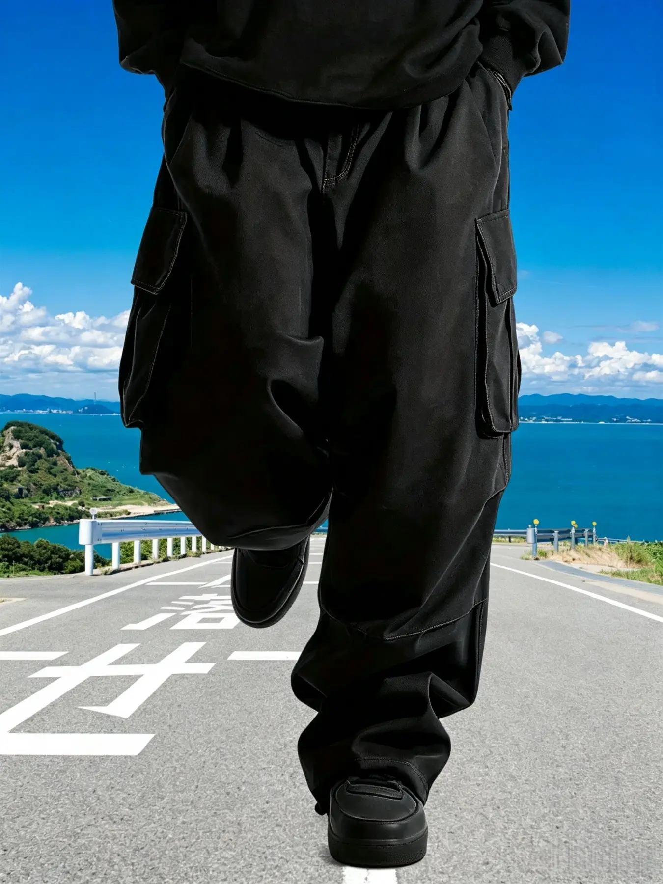 Men's Japanese Style Wide Leg Work Pants, Anti-Wrinkle High Waist Loose Fit, Multiple Pockets, Streetwear Outdoor Commute Casual