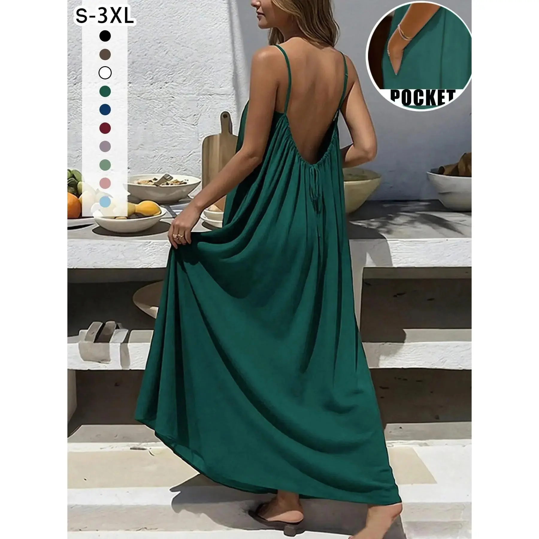 New Women's Backless Strap Dress, Loose Fit Homewear, Sexy Sleepwear, Beach Cover-Up, Multiple Colors & Sizes Available