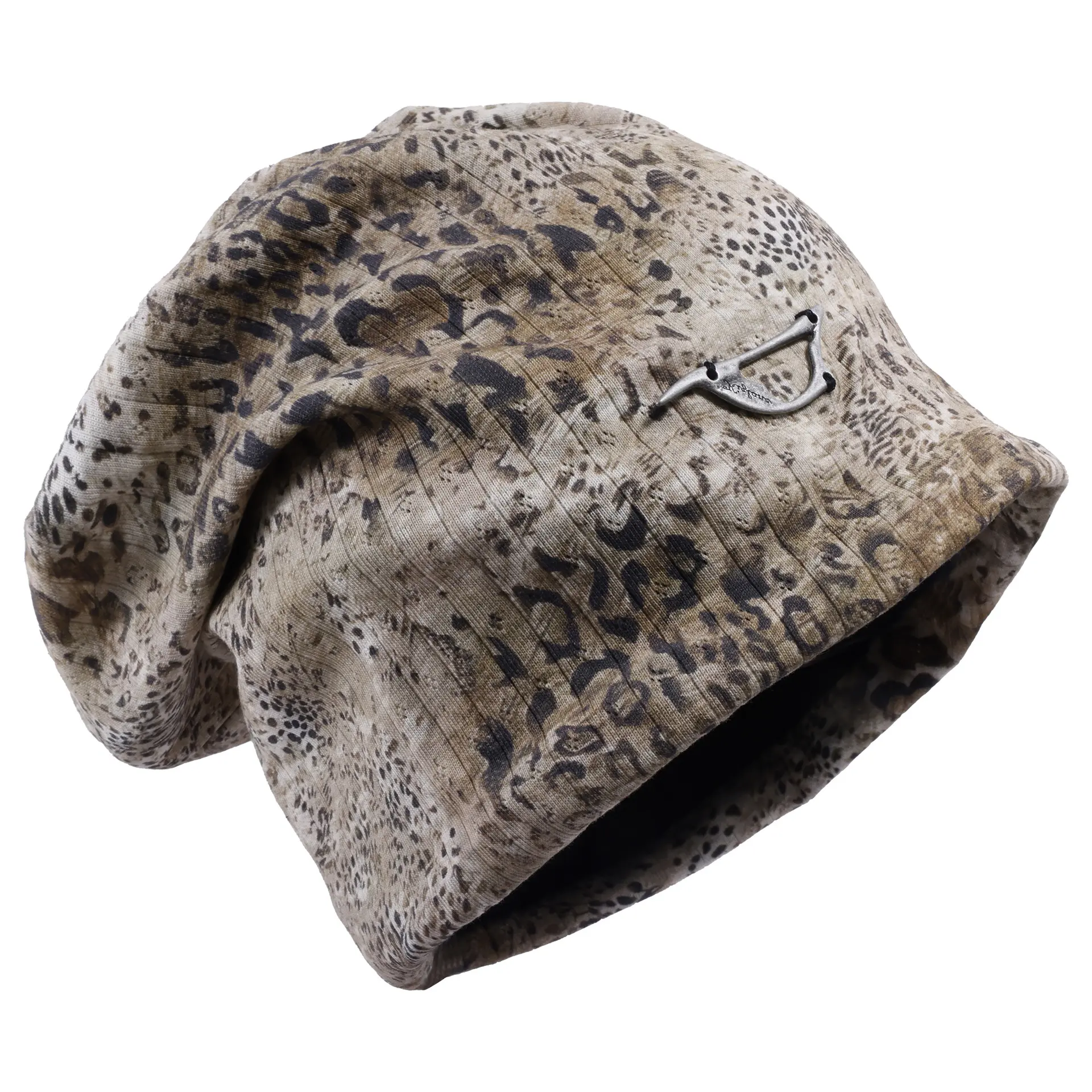 Unisex Adult Ribbed Knit Brown Leopard Slouchy Beanie Hat - Stretchy, Breathable, Lightweight, One Size, Bad Hair Day Cover for Daily Casual Streetwear (Sports & Outdoor Accessory)