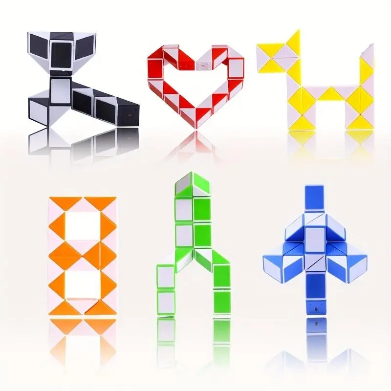 4/6/8pcs Magic Snake Cube Puzzle Toy, 24/36 Segments Twistable Stress Relief Fidget Toy, Random Colors for Kids & Adults, Sets
