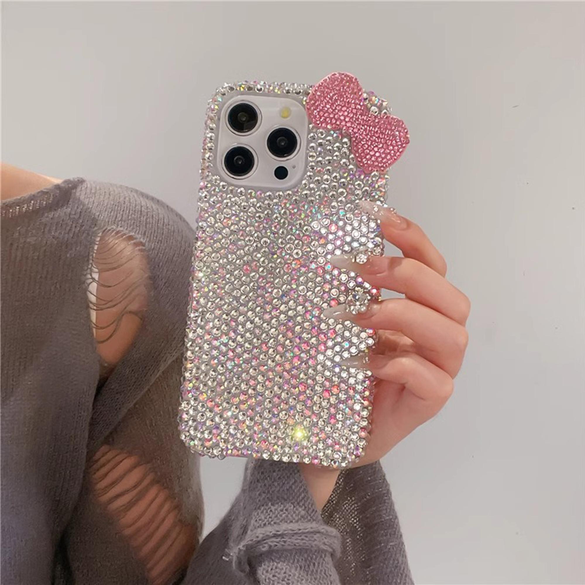 Bow Decor Phone Case, Smartphone, 1 Count Rhinestone Decor Phone Protective Cover, Phone Accessories Compatible with iPhone, Casing, Aesthetic