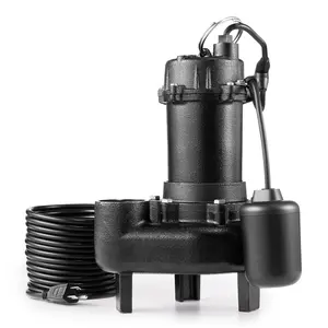 【DealsForYouDays】VEVOR 1 HP Cast Iron Submersible Sewage Pump, 5200 GPH, Automatic Tethered Float Switch, 2-Inch NPT Discharge, 120V, 25 ft Max Lift, Overload Safe, for Basement Drain, Septic Tank Wastewater Handling
