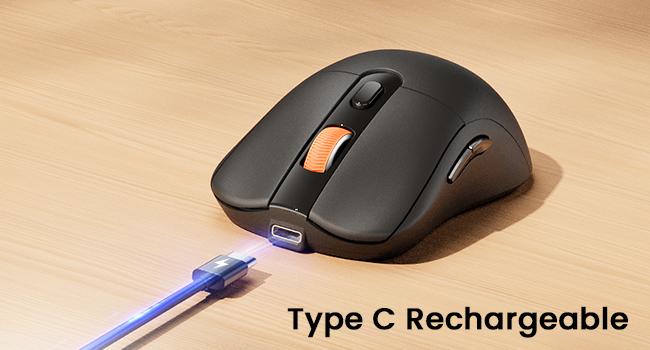 Bluetooth Wireless Mouse for MacBook Pro/Air, USB C Mouse, EM15 Rechargeable Compact Portable for Laptop, iPad, Tablet, Chromebook-Black