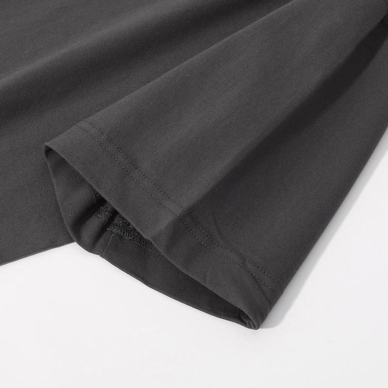 260g Combed Cotton Drop Shoulder T-Shirt For Men, Heavyweight Solid Color Crew Neck Short Sleeve Lightweight Top