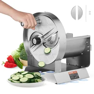 【DealsForYouDays】VEVOR Manual Vegetable Fruit Slicer, 0-0.5"/0-12mm Thickness Adjustable Commercial Slicer Machine, Stainless Steel Food Cutter Slicing Machine with 2 Spare Blades, for Potato, Cucumber, Lemon, Tomato
