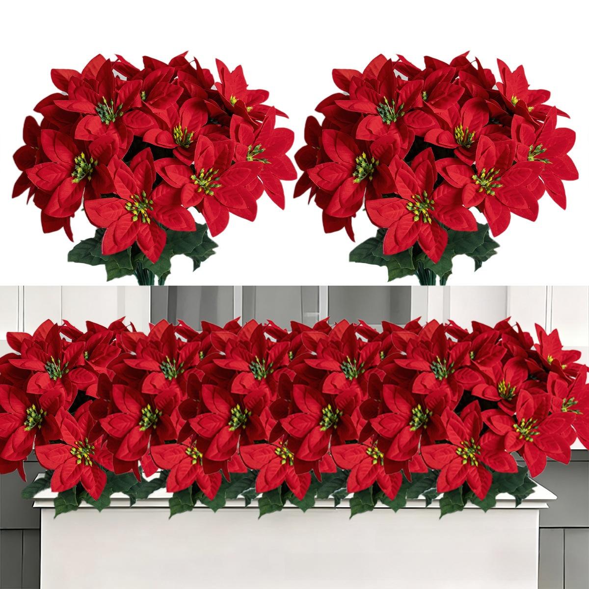 Christmas artificial poinsettia bouquet for home, outdoor, tabletop, garden decoration, Christmas decoration
