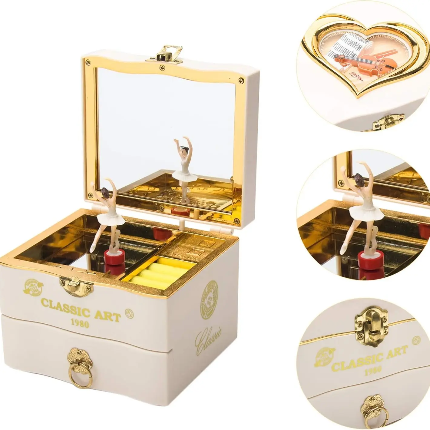 Rotating Ballerina Jewelry Music Box With Mirror Birthday Decor Gift