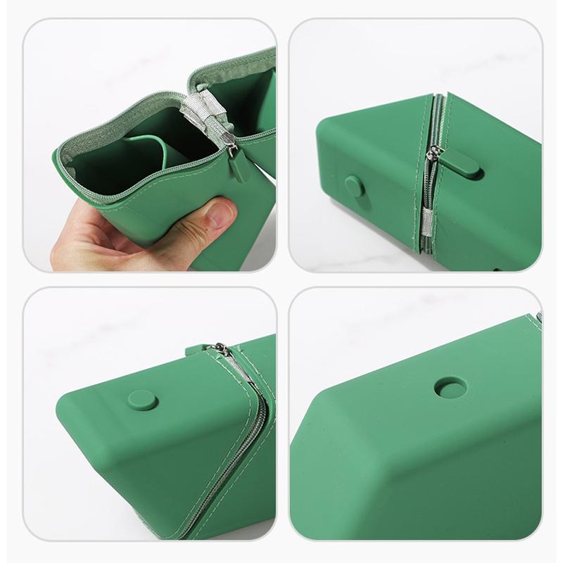 1 fashionable silicone pen holder, foldable large capacity expandable upright pencil case for desktop office and study, portable and high-quality design, suitable for birthday gifts, learning rewards, or Teacher's Day students and office use Pencil Bag