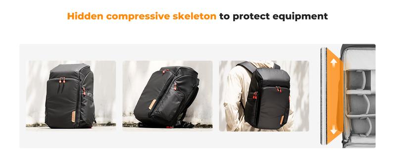 K&F CONCEPT Camera bag Backpack Waterproof 25L Large Capacity Camera Case with Raincover 15.6 Inch Laptop Compartment Compatible with Canon/Nikon/Sony/DJI Mavic Drone Travel Camera Backpack