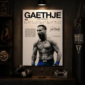 Justin Gaethje UFC Canvas Wall Art Poster, MMA Fighter Motivation Poster, Combat Sports Gym Decor, Inspirational Champion Canvas Print for Home Gym Office Man Cave Bedroom Wall Decor