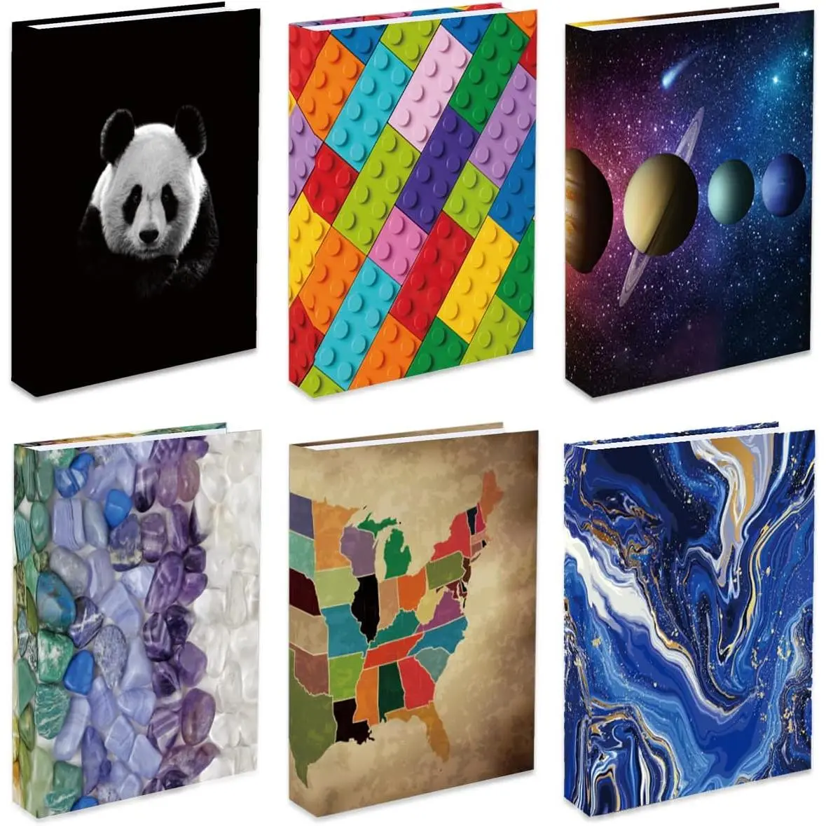 Book Cover for Paperbacks, Hardcover & Textbook, 6 count  Book Cloth | , Fit 7"x9" to 9"x11", Washable Fabric, Elastic Covers, with Bookmark, Stretchable Sleeve, Protector,  To School