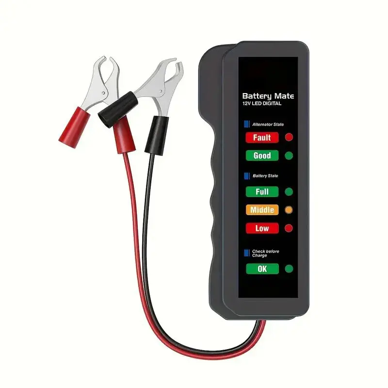 BM310 12V Car Battery & Alternator Tester with Alligator Clips