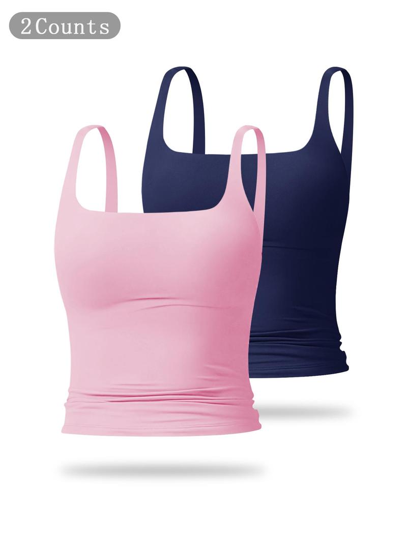 Women's Solid Color Sports Tank Top, Casual Comfy Breathable Sleeveless Workout Top for Yoga Gym Workout Running, Ladies Sportswear for All Seasons, Athletic Yoga Tops