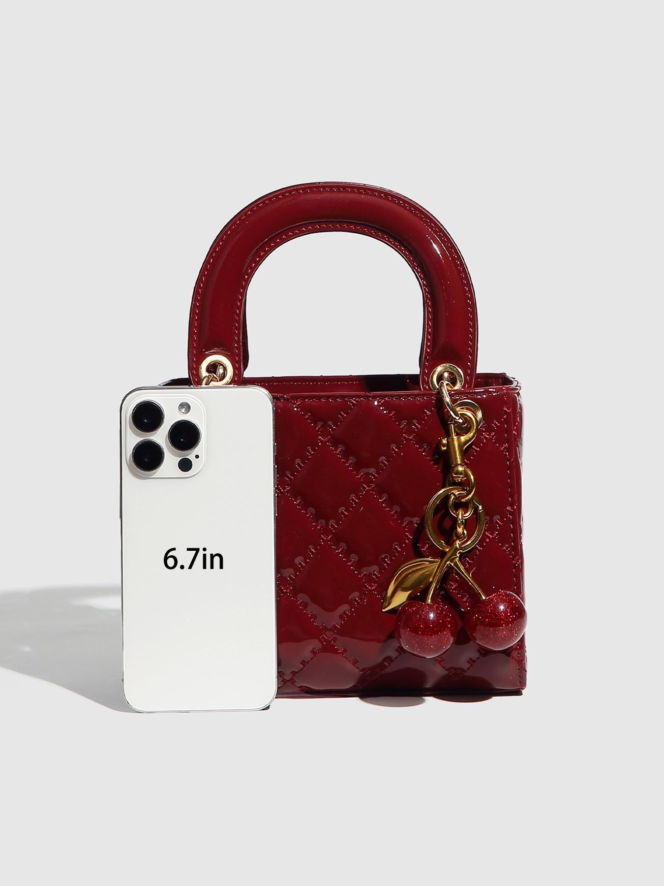 Women's Elegant Cherry Decorated Handbag, Fashionable PU Leather Crossbody Bag for Daily Used, Casual Trendy Versatile High-quality Daily Commuting Bag