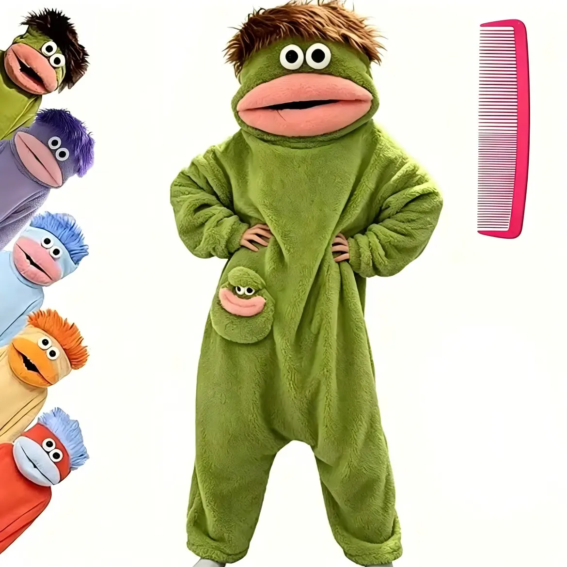 Tiktok Abstract Monster Pajamas, Soft Plush, Side Sleeve Design, Halloween & Home Wear, Party Costume, Free Comb Included