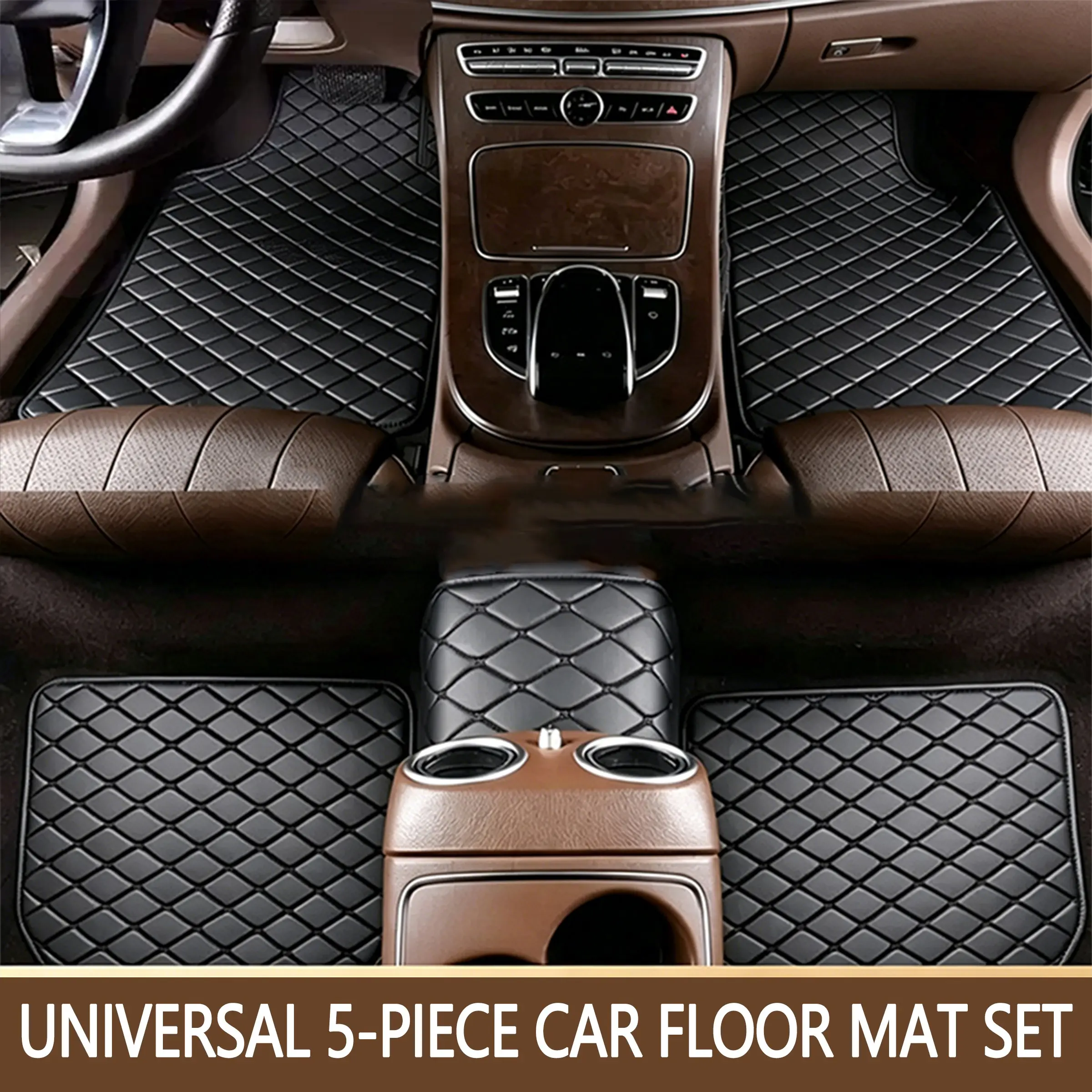 Multi-Functional PU Leather Car Floor Mats Set, Waterproof, Anti-Slip, Durable, Easy to Clean, Enhances Interior Quality