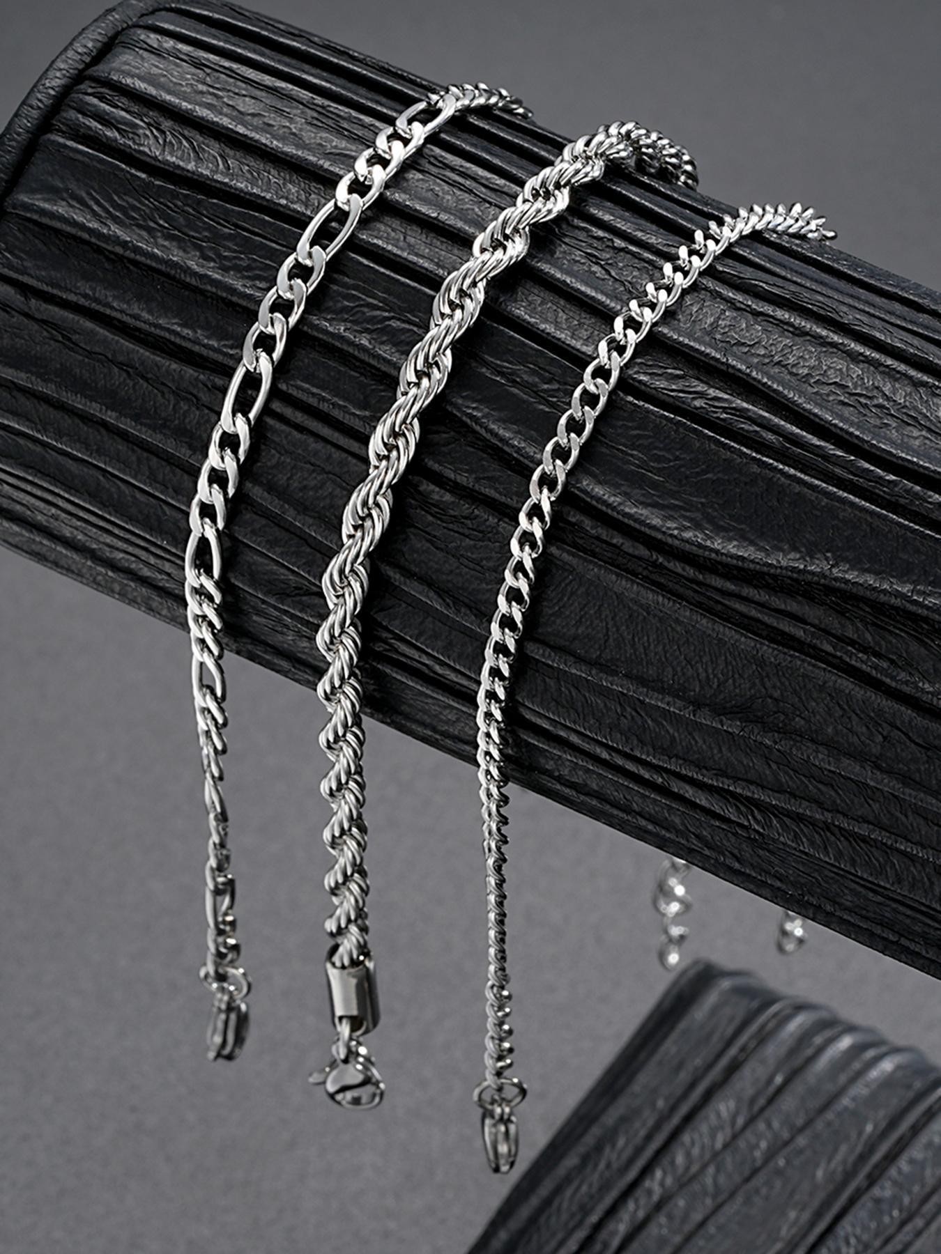 Men's Simple Plain Stainless Steel Link Chain High Quality Bracelet, Casual Fashionable Jewelry for Party, Daily Clothing Decor, Trendy All-match Elegant Jewelry Bracelet for Birthday Gift Couples Gifts, Stackable Bracelets Stack, Snake Chain Bracelet