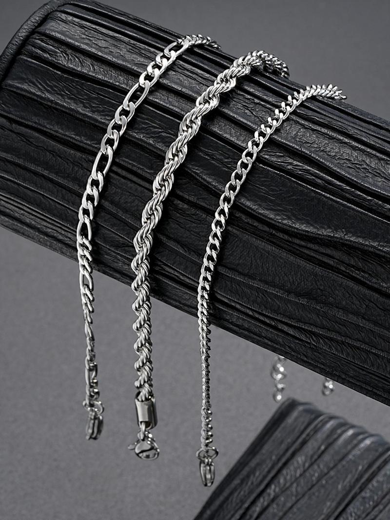 Men's Simple Plain Stainless Steel Link Chain High Quality Bracelet, Casual Fashionable Jewelry for Party, Daily Clothing Decor, Trendy All-match Elegant Jewelry Bracelet for Birthday Gift Couples Gifts, Stackable Bracelets Stack, Snake Chain Bracelet