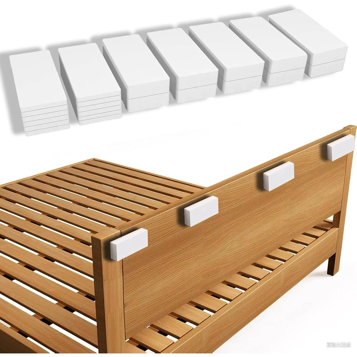 Furniture Wall Protectors,Couch wall Spacer,Bed stoppers | Anti-vibration EVA wall pads  furniture shake & noise, peel-and-stick, fit bed, sofa, cabinet(White)