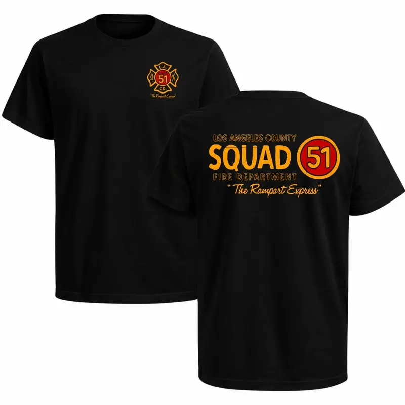 Men's Los Angeles County Square 51 Casual Cotton T-Shirt, Breathable Everyday Fabric Fit Fire Department First Responder Gift for Firefighter Fans