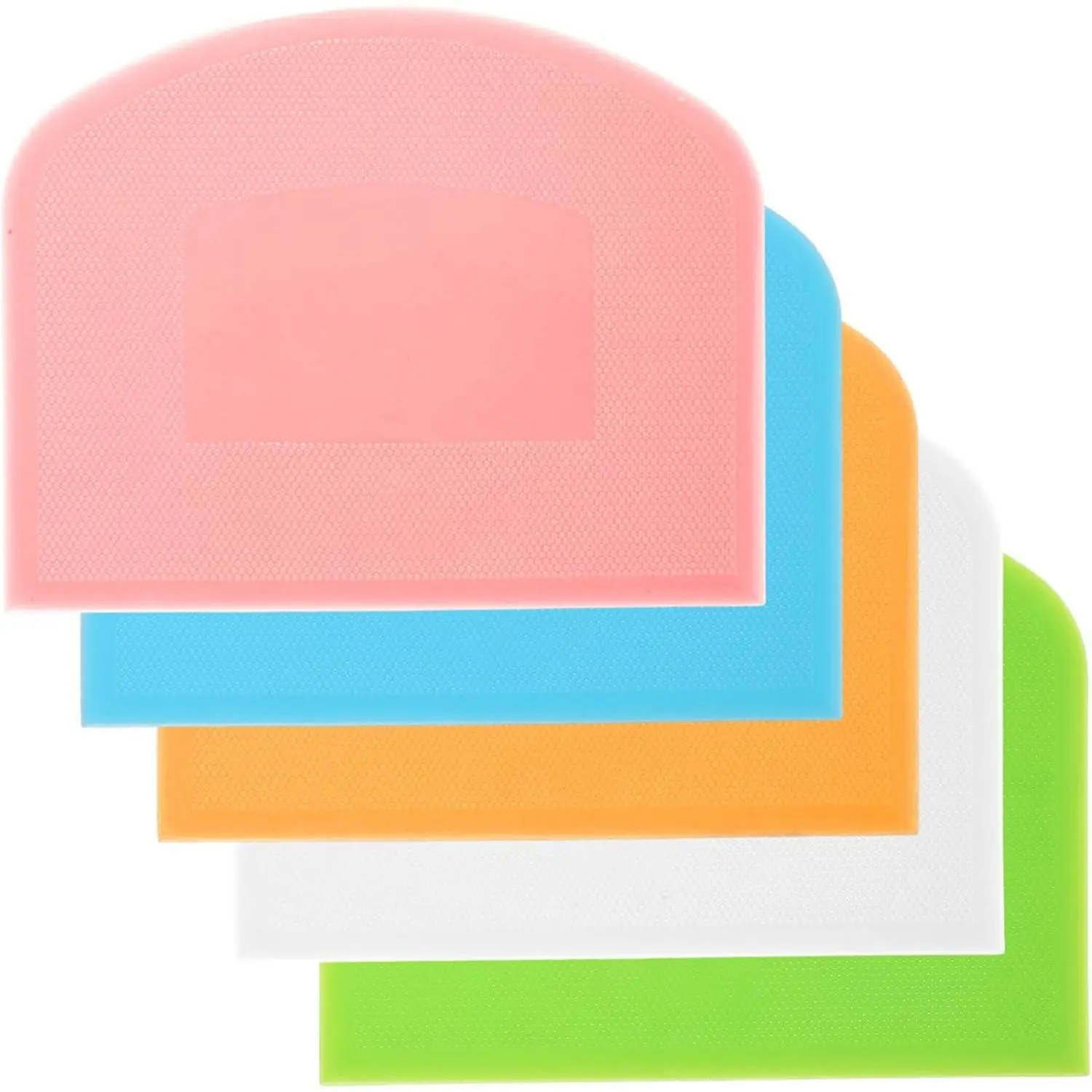 5 count Plastic Bench Scraper for Sourdough, Dough  Bench Scraper, Flexible -safe Bowl Scrapers Kitchen Tool for Baking Cake Bread Fondant Icing (White, Green, Orange, Blue, )